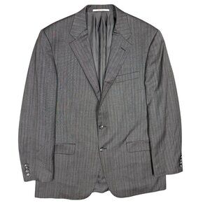 Hickey Freeman Blazer 100% Worsted Wool Grey Made in USA 42L